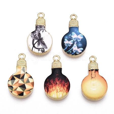 Printed Alloy Enamel Pendants X-ENAM-N056-178-1