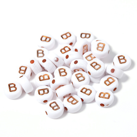 100Pcs Plating Opaque White Acrylic Beads FIND-PW0024-36B-1