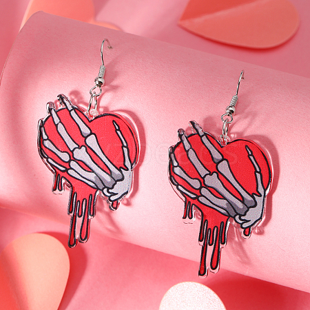 Heart Acrylic Dangle Earrings Jewelry for Halloween/Valentine's Day NV6608-1-1