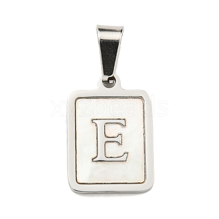 304 Stainless Steel Pave Natural White Shell Pendants STAS-S130-03P-E-1