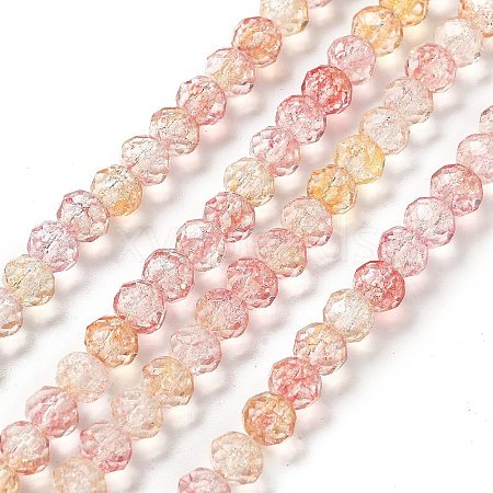 Transparent Crackle Glass Beads Strands CCG-L050-01B-05-1