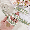 3 Yards Polyester Leaf Jacquard Ribbons SRIB-WH20020-020A-3