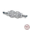 Rhodium Plated 925 Sterling Silver Micro Pave Clear Cubic Zirconia Fold Over Clasps STER-P054-09P-1