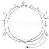 Alloy Moon Sun Star Double Layer Tassel Waist Chains AJEW-GF0013-25P-7