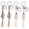 4Pcs  2 Colors Macrame Fringe Braided Keychain AJEW-SW00014-06-1