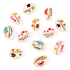 60Pcs 6 Style Printed Natural Cowrie Shell Beads SSHEL-CW0001-2