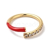 Rack Plating Brass Cubic Zirconia Open Cuff Rings for Women RJEW-S407-04H-2