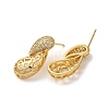 Hollow Teardrop Brass Micro Pave Clear Cubic Zirconia Dangle Stud Earrings EJEW-Q785-16G-2