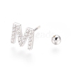 Rhodium Plated 925 Sterling Silver Micro Pave Clear Cubic Zirconia Letter Barbell Cartilage Earrings STER-I018-13P-M-3