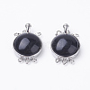 Natural Black Agate Box Clasps G-E427-14P-2