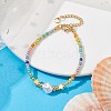 Plastic Imitation Pearl & 201 Stainless Steel Star & Seed Beaded Bracelet BJEW-JB10118-02-2