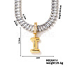 Golden Tone Brass Pave Clear Cubic Zirconia Letter Pendant Necklaces for Women YX4437-9-1