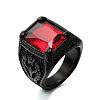 316L Stainless Steel & Cubic Zirconia Men's Vintage Carved Finger Rings FS-WG82D33-57-1
