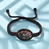 Adjustable Oval Natural Rhodonite Braided Bead Bracelets BJEW-H626-02-09-2