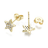 Brass Micro Pave Clear Cubic Zirconia Stud Earrings EJEW-T046-30G-NF-3