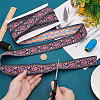 10 Yards Ethnic Style Polyester Jacquard Flower Ribbons SRIB-WH0011-195-3