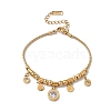 Crystal Rhinestone Roman Numeral Charm Bracelet with Round Snake Chains BJEW-P284-05G-1