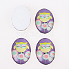 Cartoon Owl Printed Glass Oval Cabochons X-GGLA-N003-20x30-B01-2