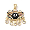 Lampwork Evil Eye Pendants with Colorful Cubic Zirconia ZIRC-L102-13G-03-2