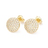 Clear Cubic Zirconia Flat Round Stud Earrings EJEW-P196-08G-1