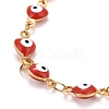 Enamel Heart with Evil Eye Link Chains Bracelet BJEW-P271-06G-03-2