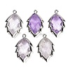 Natural Amethyst Faceted Leaf Pendants G-I375-04P-20-1