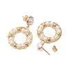 Ring Shell Pearl Beaded Dangle Earrings EJEW-TA00511-4