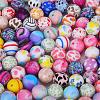 Printed Round with Cherry Pattern Silicone Focal Beads LS-SI-JX0056A-153-4