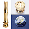 Golden Tone Brass Wax Seal Stamp Head with Bamboo Stick Shaped Handle STAM-K001-05G-P-1