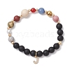 Round Natural Mixed Gemstone Beads Stretch Bracelets BJEW-JB11238-2