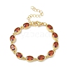 Oval Brass Pave Cubic Zirconia Link Chain Bracelets for Women BJEW-P385-02G-03-1