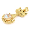 Rack Plating Brass Micro Pave Clear Cubic Zirconia Pendants ZIRC-L100-159G-01-2