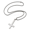 304 Stainless Steel Inverted Cross Pendant Box Chain Necklaces NJEW-NH0001-07P-5