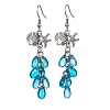 Shell with Starfish Shape Alloy Dangle Earrings EJEW-JE05622-02-1