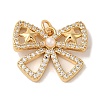 Rack Plating Brass Micro Pave Clear Cubic Zirconia and Plastic Pearl Pendants KK-S366-09G-1