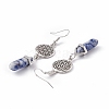 Gemstone Bullet with Flower Dangle Earrings EJEW-I276-03P-4