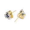 Triangle Glass with Enamel Evil Eye Stud Earrings EJEW-P210-01G-08-2