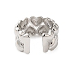 Heart Double Layer Brass Open Cuff Rings for Women RJEW-A046-02P-3