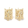 Brass Micro Pave Cubic Zirconia Stud Earring Findings KK-E107-14G-1