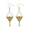 Glass Seed Braided Triangle Dangle Earrings EJEW-MZ00053-01-1