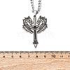 304 Stainless Steel Double Dragon Cross Sword Pendant Twisted Chain Necklaces for Men NJEW-S440-02AS-3