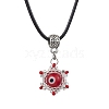 Evil Eye Handmade Lampwork & Glass Sead Beaded Pendant Necklaces NJEW-MZ00092-02-2