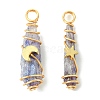 2Pcs Electroplated Natural Quartz Crystal Dyed Copper Wire Wrapped Pendants PALLOY-JF03164-01-1