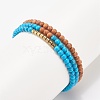 3Pcs 3 Style Natural Wood & Synthetic Turquoise(Dyed) & Hematite Stretch Bracelets Set BJEW-JB07994-5