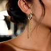 304 Stainless Steel Tassel Stud Earrings for Women BJ7288-2