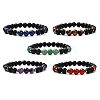 Round Natural Mixed Stone Beads Stretch Bracelet BJEW-JB06879-1