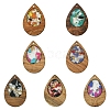 14Pcs 7 Colors Walnut Wood Resin Pendants WOOD-FS0001-31-1