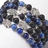 5Pcs 5 Style Natural Lava Rock & Sodalite Stretch Bracelets Set with Alloy Hamsa Hand Beaded BJEW-JB08737-6