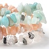 Chips Natural Rutilated Quartz & Flower Amazonite & Sunstone Beaded Stretch Bracelets Sets X-BJEW-JB05332-06-2