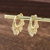 Brass Micro Pave Clear Cubic Zirconia Huggie Hoop Earrings EJEW-K083-45G-1